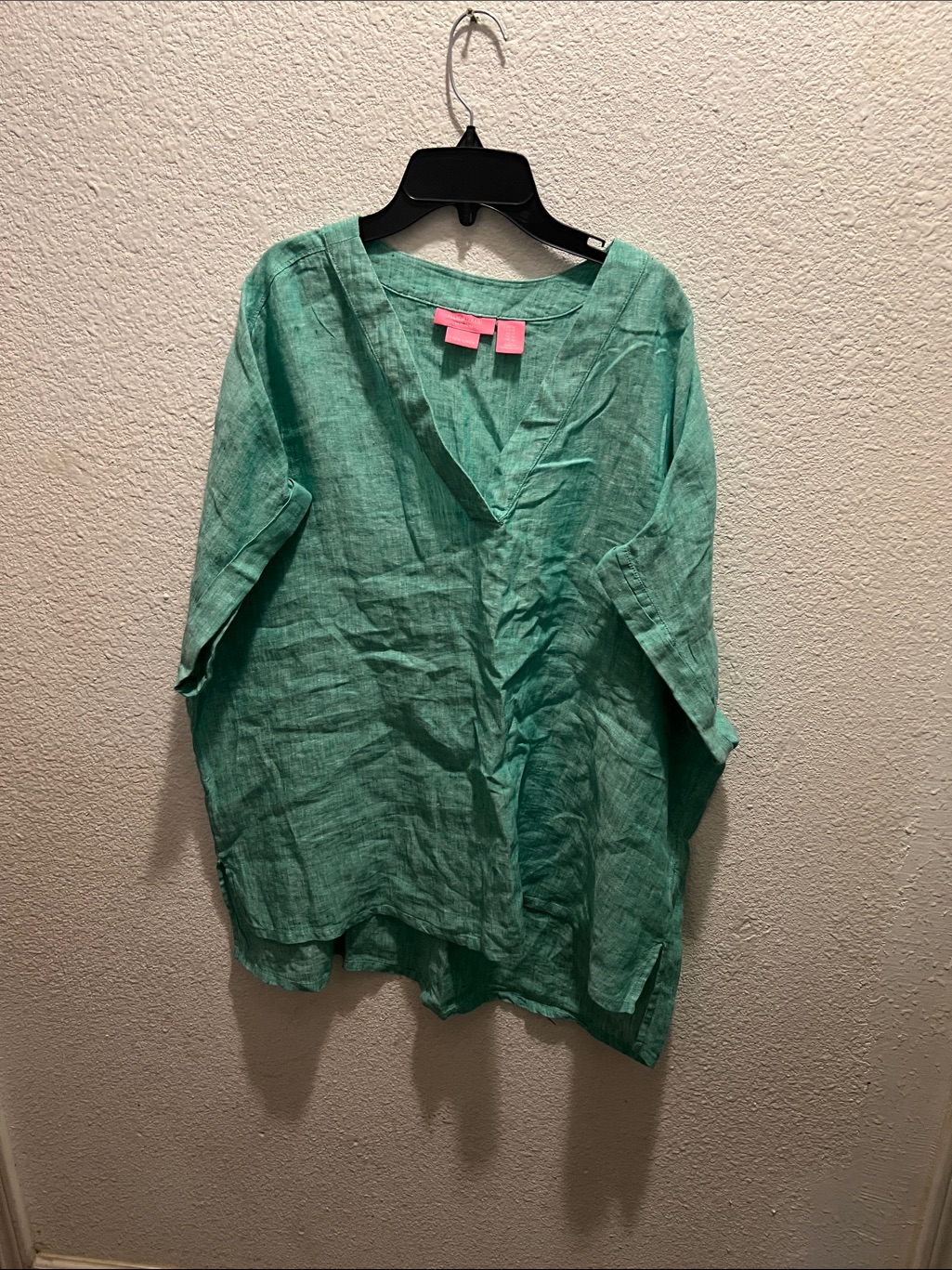 Isaac Mizrahi Mint Green V-Neck Linen Tunic